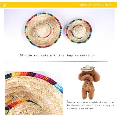 1pc Summer Pet Dog Cat Cool Straw Hat Sun Hat Puppy Supplies Hawaiian Style Pet Accessories Dog Cat Hat Fashion Cute Animals Hat