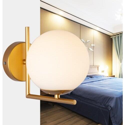 Modern simple creative glass bedside lamp living room bedroom aisle LED wall lamp hotel lamp cross mirror