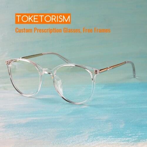 Toketorism Transparent Vintage Eyeglasses Anti Blue Glasses for Women and Men Optical Frame 5502