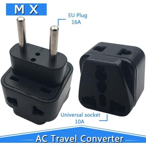 Black White Universal European 2 Pin Converter Plug AU US UK to EU Travel Porous Plug Adapter for Italy Switzerland