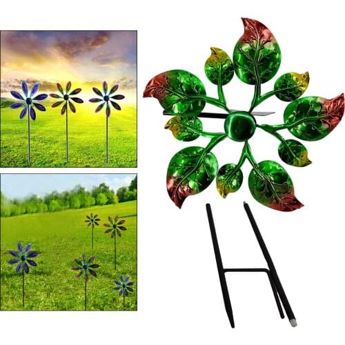 Plant Windmill Stake Stick Metal Garden Landscape Backyard Ornaments Art