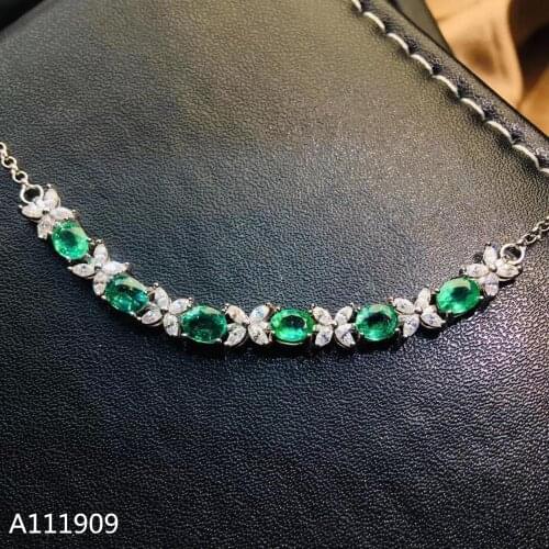 KJJEAXCMY boutique jewelry 925 sterling silver inlaid Natural emerald gemstone ladies bracelet support detection luxurious