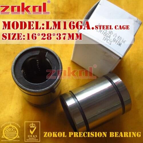 ZOKOL LM16 GA bearing LM16GA Steel cage linear motion bearing 16*28*37mm