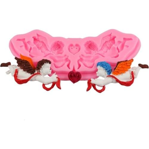 1PC Sugarcraft Valentine Cupid Relief Silicone Mold Fondant Border Cake Decoration Tool Chocolate Gumpaste Tool Baking Mold