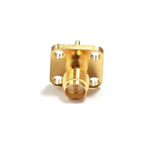 1PC RP-SMA Female Jack inner pin RF Coax Connector 4-hole flange solder post Straight Goldplated NEW wholesale