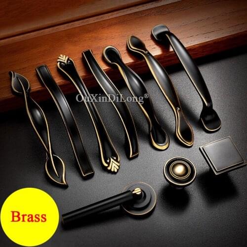 High Quality 10PCS Solid Brass Kitchen Cabinet Pulls Handles Cupboard Wardrobe Drawer Cabinet Door Handles Furniture Hardware