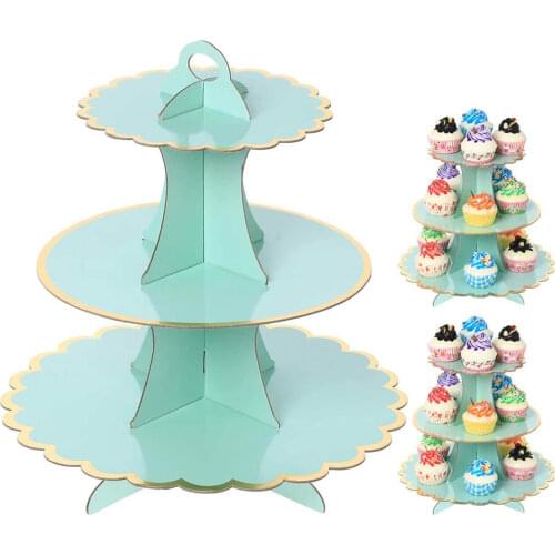 3-Layer Cake Stand Afternoon Tea Wedding Plate Party Tableware Disposable Cake Stand Tower Suitable for Wedding Birthday Party