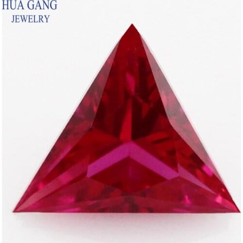 5# Red Stone Triangle Shape Princess Cut Synthetic Corundum Gems stone For jewelry Size 2x2~10x10mm Free Shipping