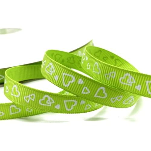 5Yards 10mm Grosgrain Ribbon Printed Heart-shaped Pattern For Christmas Wedding Decoration DIY Sewing Handmand Craft #07