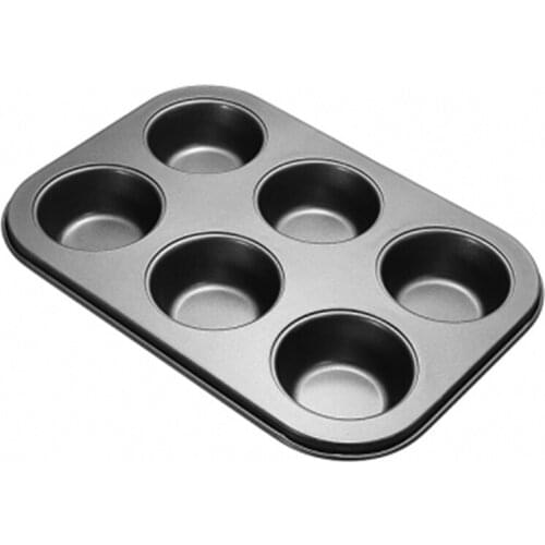 6 Cavity Baking Dish Round Non Stick Carbon Steel Bakeware 6 Cups Cake Cupcake Mold Pan Cookie Baking Pan
