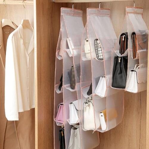 8 Pocket Foldable Hanging Bag Anti-dust 2/3/4 Layers Purse Handbag Organizer Door Sundry Pocket Hanger Storage Closet Hanger