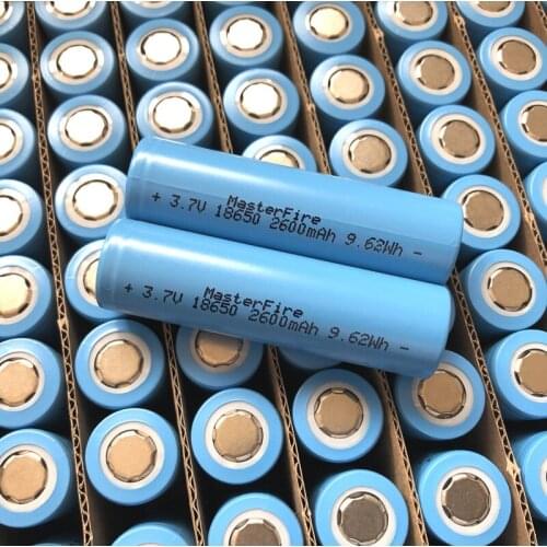 20pcs/lot MasterFire 18650 3.7V 2600mAh 9.62Wh Lithium Battery Rechargeable Li-ion Batteries Cell For Flashlights Torch
