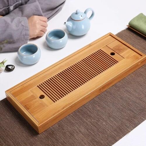 Bamboo Tea Trays Chinese Serving Kung Fu Eco-Friendly and High Quality Table Water Storage Dry Bubble