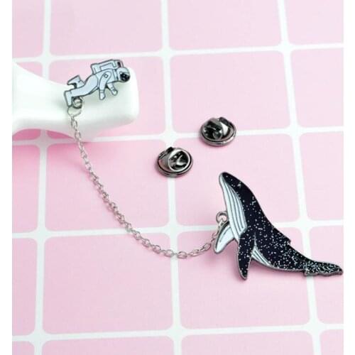 Cartoon Astronaut Space Whale Oil Drop Brooch Large Collar Pin Brooch Bag Accessories Brooches for Women Anime Pins Brooch