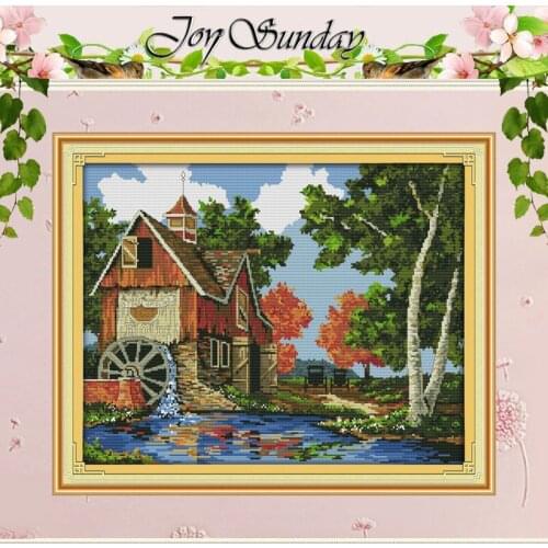 Log Cabin (2) Patterns Counted Cross Stitch 11CT 14CT Cross Stitch Set Wholesale Scenery Cross-stitch Kit Embroidery Needlework