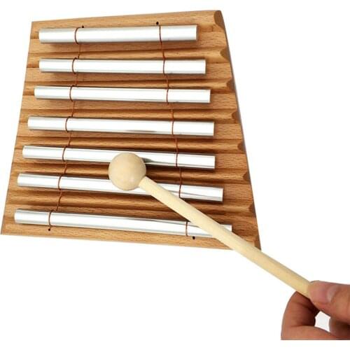 Wooden 7 Tone Tabletop Chime Xylophone Percussion Instrument Kids Musical Toy