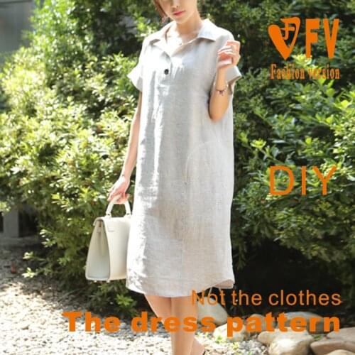 Cotton and linen dress drawings loose casual pattern womens clothing cutting pattern drawing BLQ-387