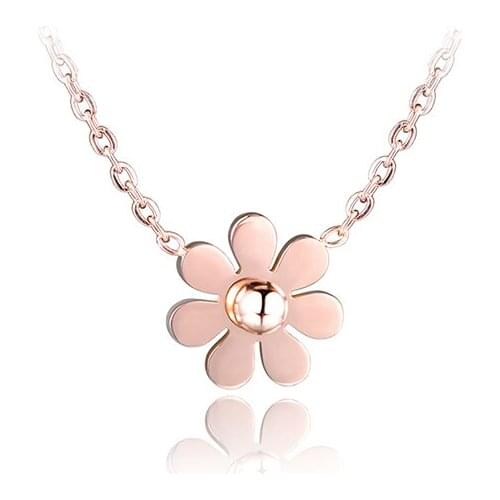 Trendy 316L Stainless Steel Dazzling Daisy Flower Choker Neckalce Rose Gold Color Lovely Pendant Jewelry For Women N17012
