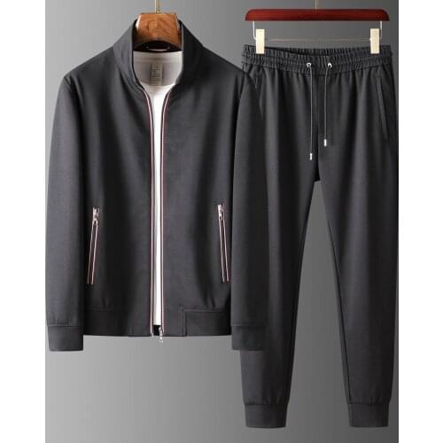 JSBDLight luxury high quality heavy workmanship yarn-dyed belt jacket two pieces mens autumn mens sports casual suit