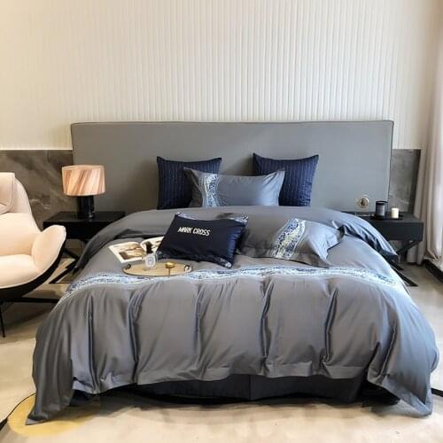Modern Luxury Embroidered Bedding Set 1000TC AU Cotton Silky Soft Geometric Double Size Duvet Cover Set 4/7pcs for Home/Hotel