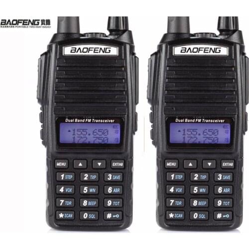 HOT Cheap 2021 2pcs Two 2 Way Radio Dual Band UHF VHF Radio Station Walkie Talkie Baofeng UV 82 With FM Double PTT Baofeng UV-82