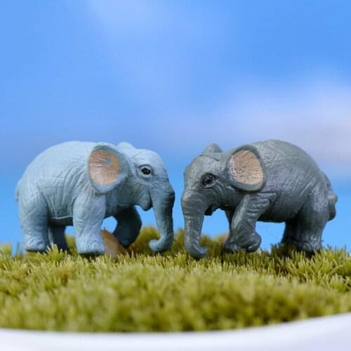 Hot Sale 2PCS Mini Cute elephant Animal Miniature Fairy Garden Decoration Doll House Terrarium Decor Ornament Toys