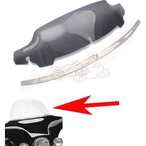 For Harley Touring Electra Street Tri Glide 2014-17 4.5" Light Smoke Motorcycle Windscreen + Edge Cut Aluminum Windshield Trim