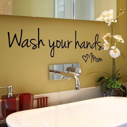Wash Your Hands Mom Stickers for Wall Wall Sticker Decal Bedroom Bathroom Vinyl Art Mural Home Decor 92
