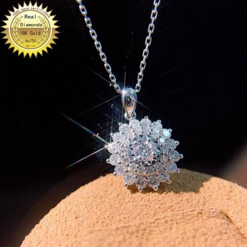 Real 18K gold necklace natura 0.65ct diamonds necklace H-M024