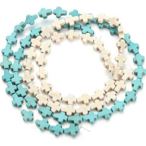 Approx.38pcs/lot 8x10mm Small Blue/White Created Stone Cross Seed Beads Loose spacer Beads for DIY Jewelry Accessories F1274