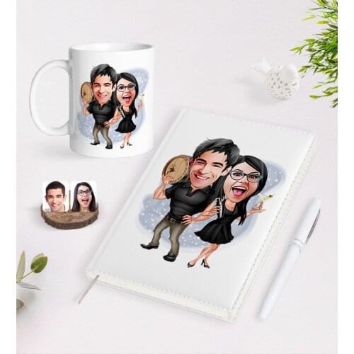 Personalized Valentine Caricature of 2021 Organizer pen And Mug Seti-18