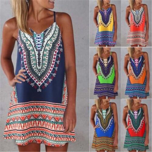 Dresses for women 2021 new European and American summer printing sexy suspender dress short skirt fashion suspender loose dress