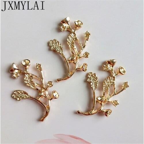 20 PCS 2.5*3.8cm Fashion Metal Alloy KC Gold Branch Leaves Connectors Charm For Jewelry Making