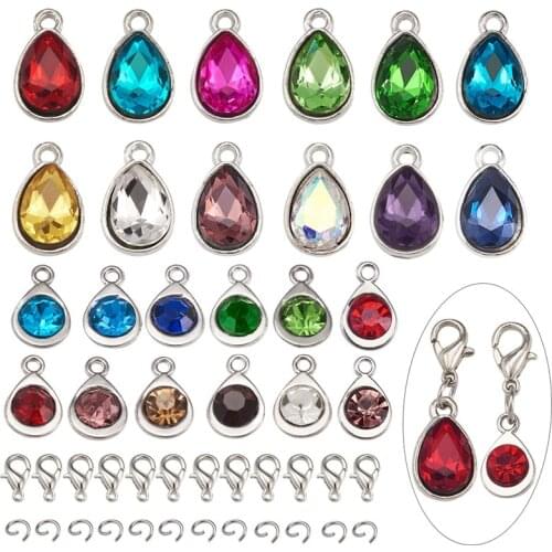 1 Set Alloy Glass Pendants Charm 304 Stainless Steel Jump Rings and Alloy Lobster Claw Clasps for Jewelry Making DIY