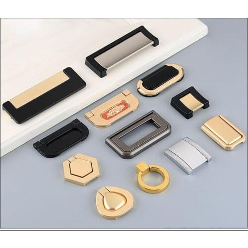 European style bedside cabinet hidden handle embedded buckle cabinet drawer wardrobe Drop Pull hidden clamshell handle hardware