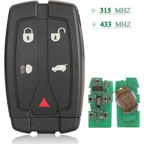 Bilchave 5pcs 5 Buttons 315/433Mhz Replacement Remote Smart Car Key Fob For Land Rover Freelander 2 3 LR2 Sport Fit Range Rover
