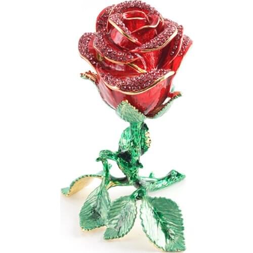 Rose Flower Shaped Jewelry Earring Storage Box Living Room Decor Desktop Ornaments Resin Crafts Home Accessories