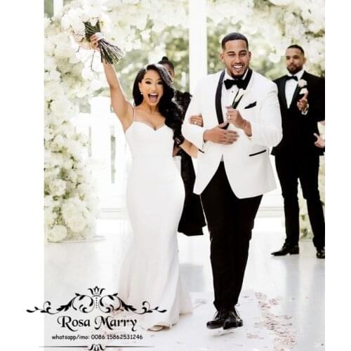 Sexy Backless White Mermaid Wedding Dresses 2021 Plus Size Simple Cheap Satin Country Beach Vestido De Novia Bridal Gowns