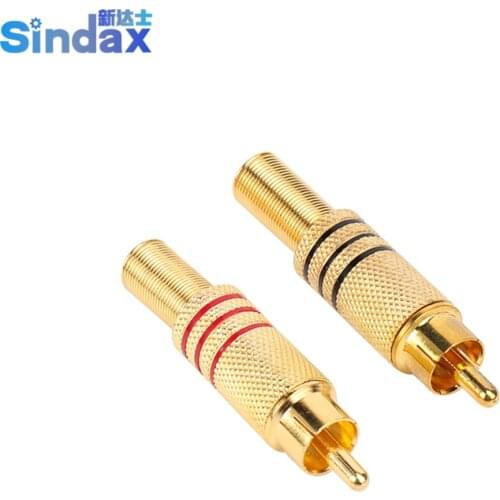 Sindax RCA connectors AUDIO PLUG Audio RCA TV Male Plug Solderless RCA Plug RG59 RG58 LMR240 LMR195 RF connector 2PCS/LOT