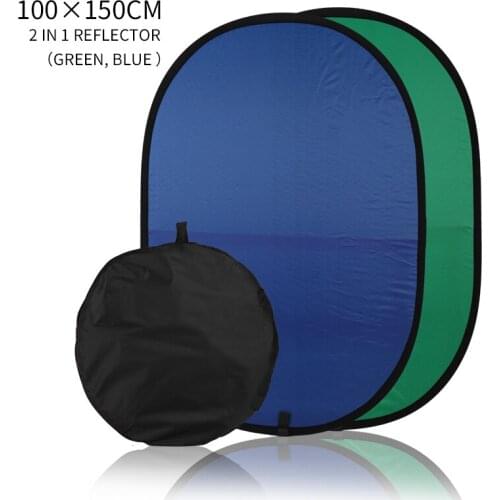 100cmX150cm Collapsible Nylon Oval Reflector 2 in 1 Blue and Green Background Board Folding Backdrops Photo Studio Accessories