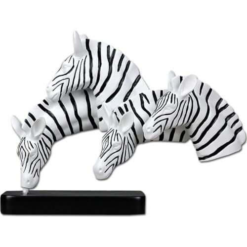 Abstract Head Zebra Statue Handmade Resin Wild Animal Bust Sculpture Zebra Savanna Art and Craft Ornament for Home Decor Office