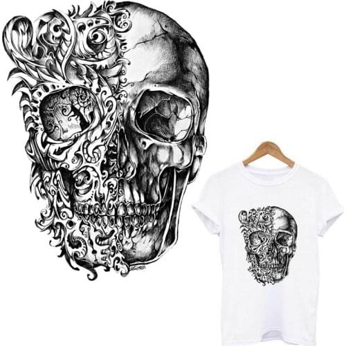 Hippie Skull Patches On Clothes Iron-On Transfers For Clothing Thermoadhesive Patches Rock Thermo-stickers Stripes For Jackets