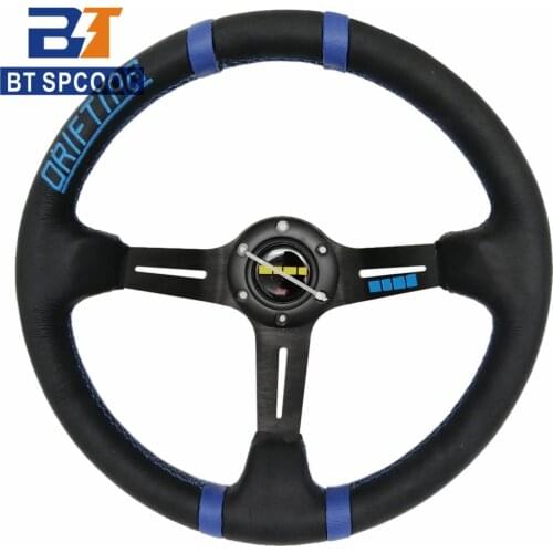 Universal 13 inch 330mm Leather Car Sport Steering Wheel Deep Corn Drift Rally Racing Sport Steering Wheel With Logo Mo