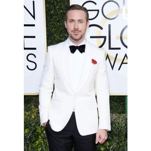 High Quality One Button Ivory Groom Tuxedos Shawl Lapel Groomsmen Men Blazers Suits (Jacket+Pants+Tie) NO:433