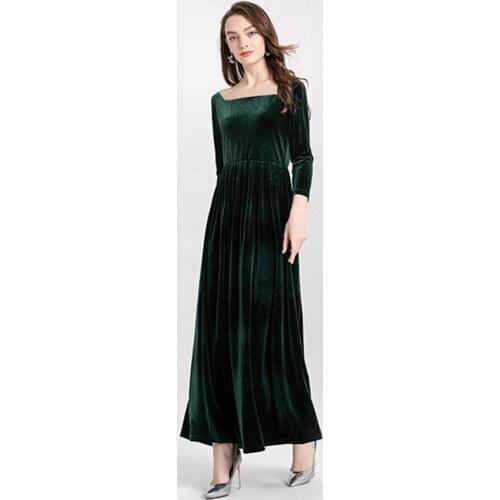 Plus Size Women Vintage Long Dress M-5XL 6XL Full Sleeve Square Collar Velvet Party Dress 2020 Winter Maxi Dress Vestidos Robe
