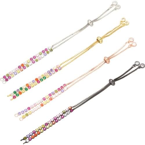 ZHUKOU 2.5x240mm Brass rhinestone adjustable bracelet chain for jewelry making diy bracelet chains accessories model:VL21