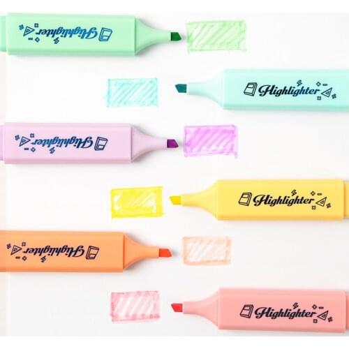 1pcs Soft Color Highlighter Marker Pen Macaron Fluorescent Spot Liner for Paper Copy Fax Journal Drawing Office School A6605