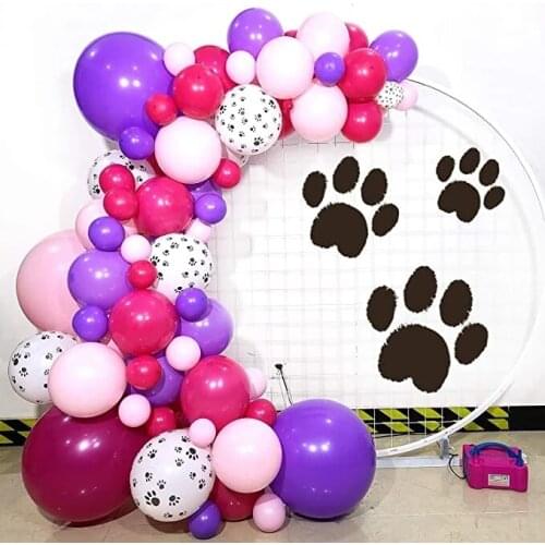 103Pcs Paw Balloons Arch Garland Kit Purple Red Pink Dog Balloon Globos Baby Shower Supplies Pet Dog Paw Theme Party Decoration