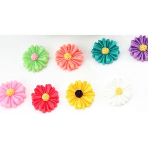 220pcs mixed color 16mm daisy sun flower cabochon resin kawaii for scrapbooking phone case hair accessories sz0274
