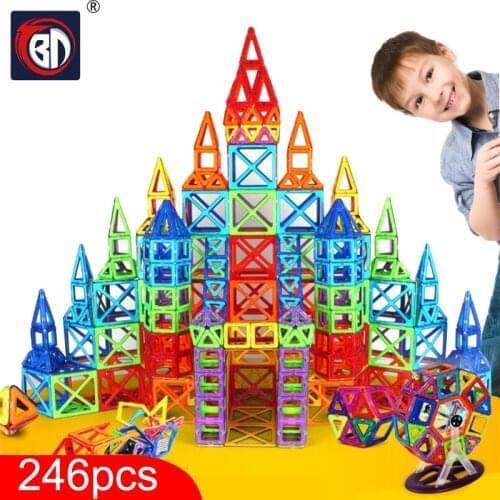 New 246pcs Blocks Magnetic Designer Construction Set Model & Building Toy Plastic Magnetic Blocks Educational Toys For Kids Gift
